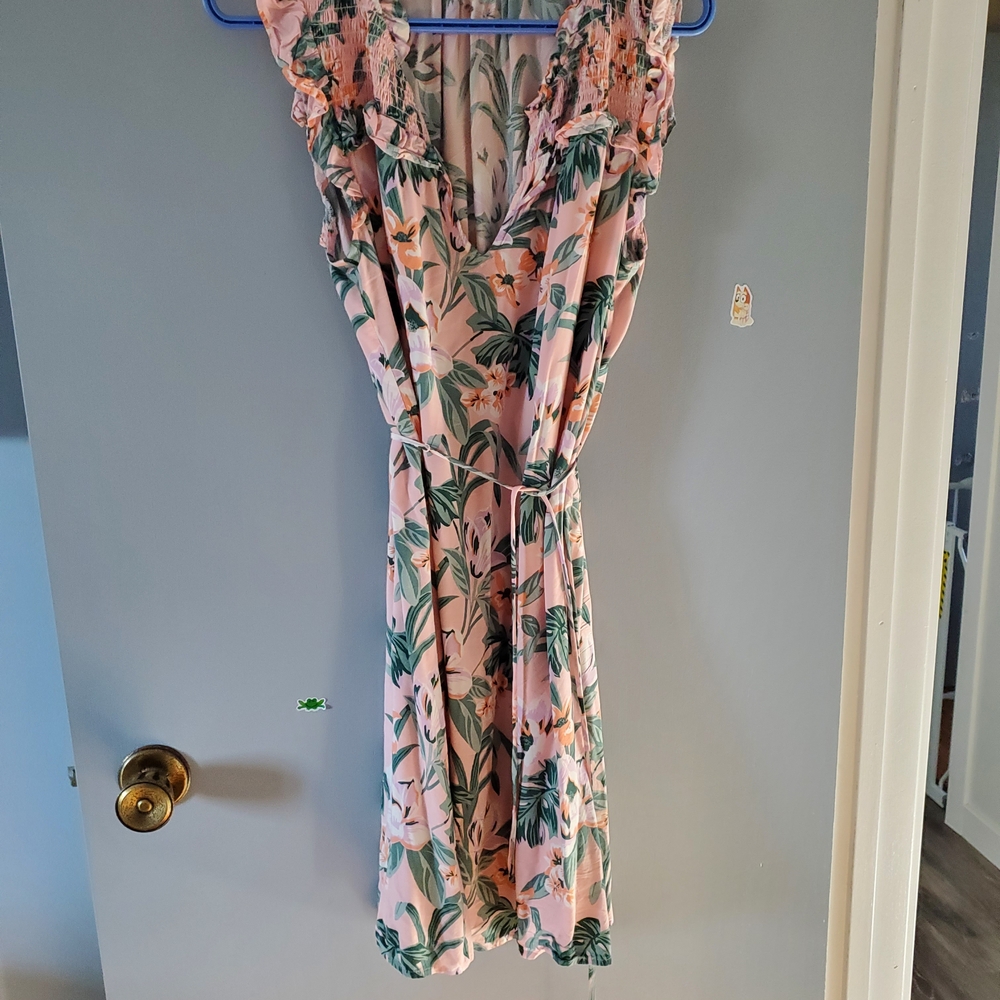 Floral Pink and Green Women's Dress
